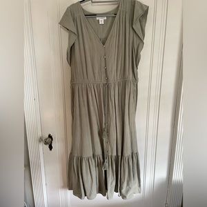 Lucky Brand Plus Cotton Peasant Dress with flutter sleeve